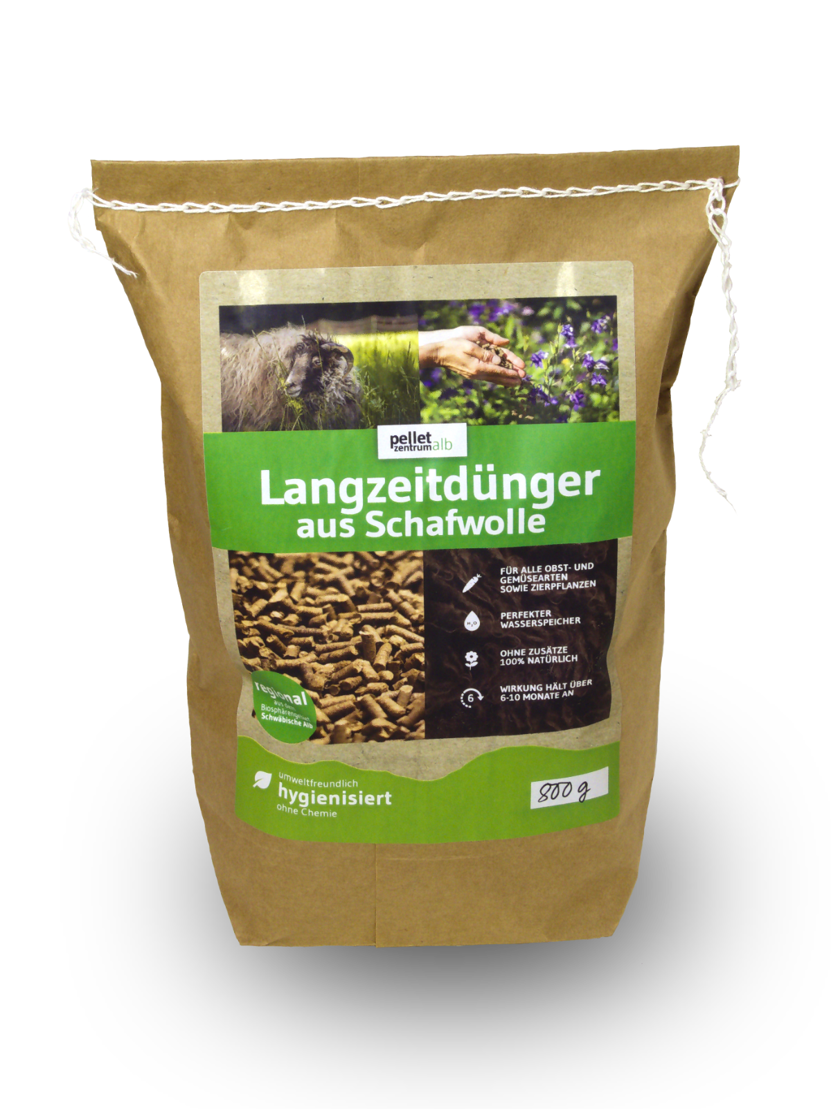 Langzeitdünger aus Schafwolle 800g 800g Verpackung Schafwollpellets